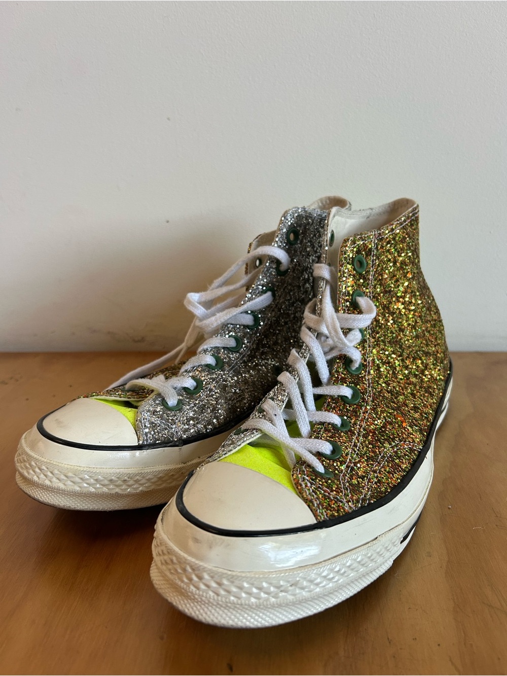 Jw Anderson Converse Glitter High-Top Sneakers - Silver & Gold